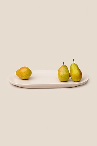 Ivory Stoneware Giaia Oblong Tray by ARTISAN LAB