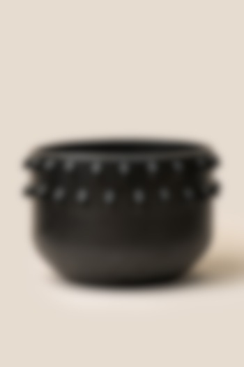 Black Stoneware Giaia Spike Planter (Medium) by ARTISAN LAB at Pernia's Pop Up Shop