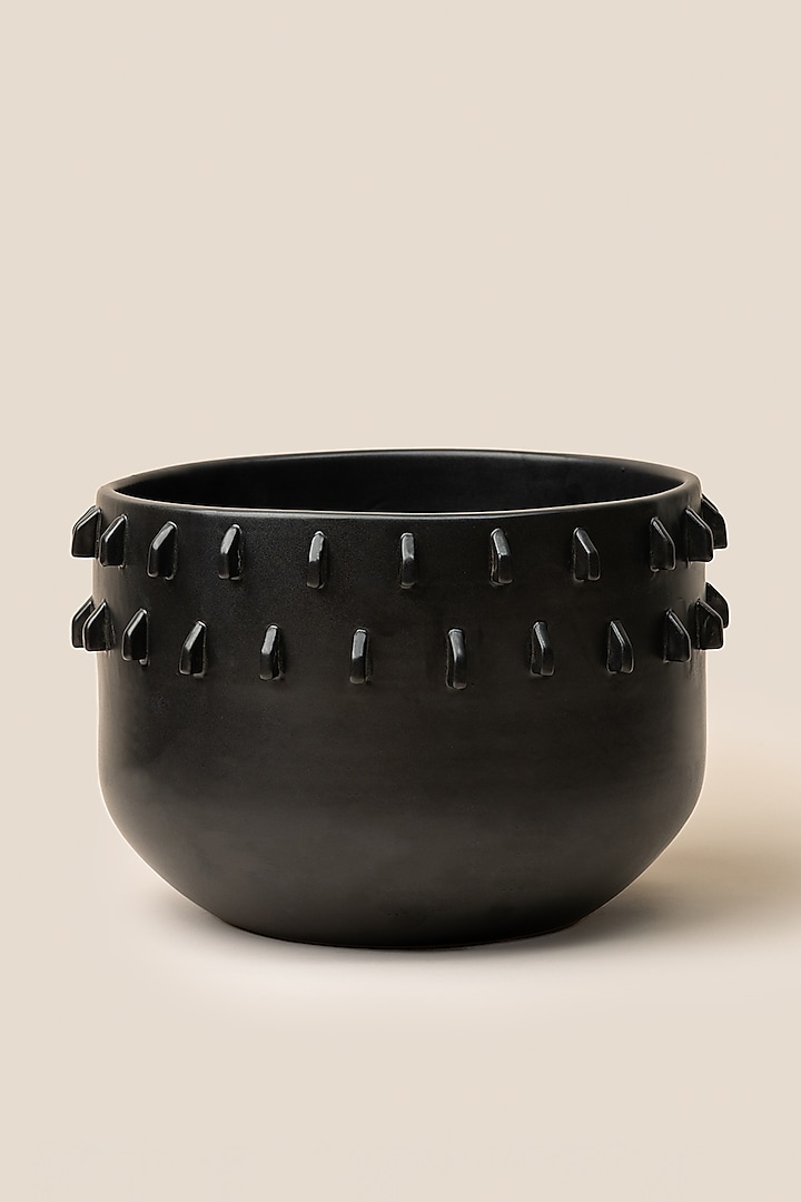 Black Stoneware Giaia Spike Planter (Medium) by ARTISAN LAB at Pernia's Pop Up Shop