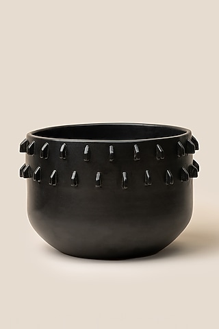 Black Stoneware Giaia Spike Planter (Medium) by ARTISAN LAB
