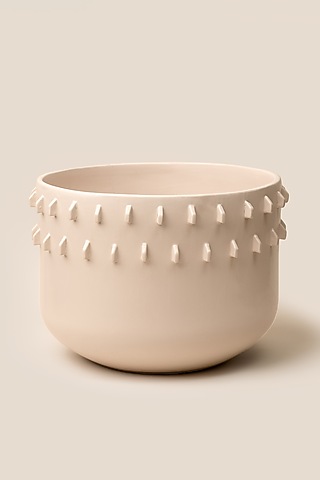 Ivory Stoneware Giaia Spike Planter (Large) by ARTISAN LAB