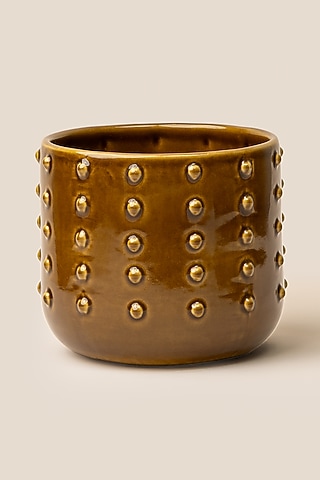 Amber Stoneware Giaia Dotted Planter (Medium) by ARTISAN LAB