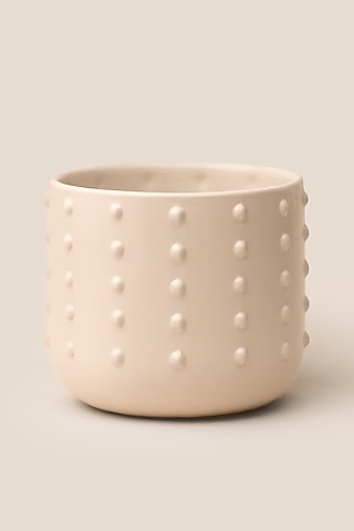 Ivory Stoneware Giaia Dotted Planter (Medium) by ARTISAN LAB
