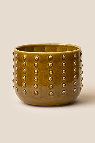 Amber Stoneware Giaia Dotted Planter (Large) by ARTISAN LAB