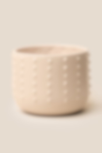 Ivory Stoneware Giaia Dotted Planter (Large) by ARTISAN LAB