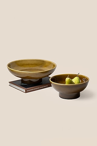 Amber Stoneware Giaia Pedestal Planter (Medium) by ARTISAN LAB