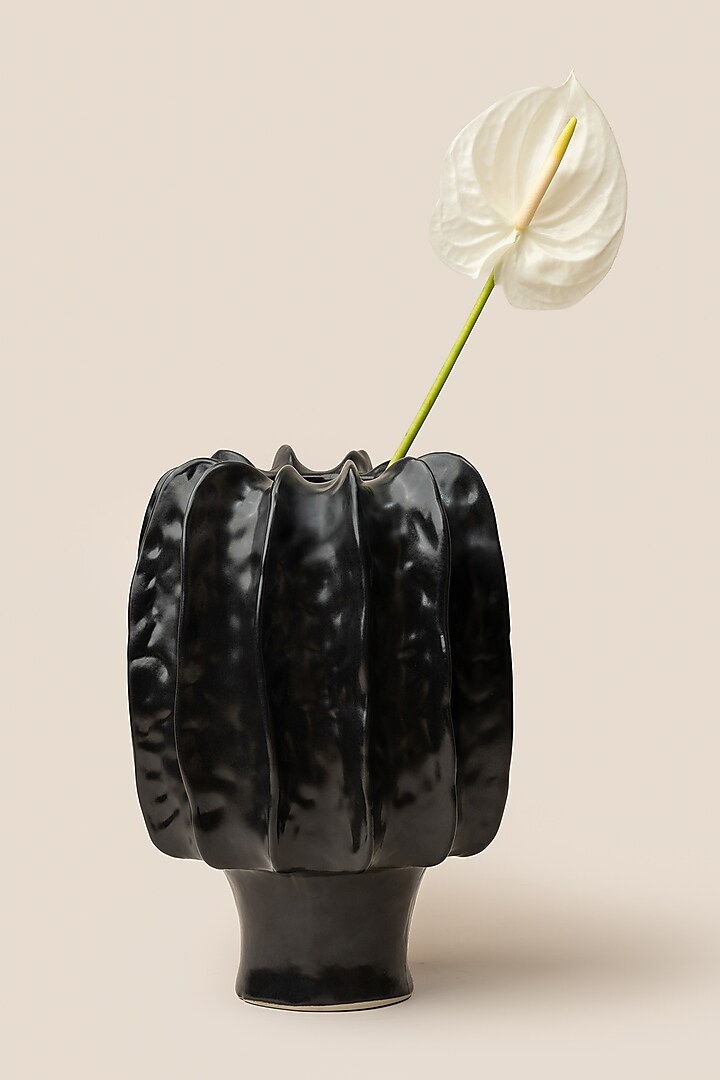 Black Stoneware Giaia Vase by ARTISAN LAB at Pernia's Pop Up Shop