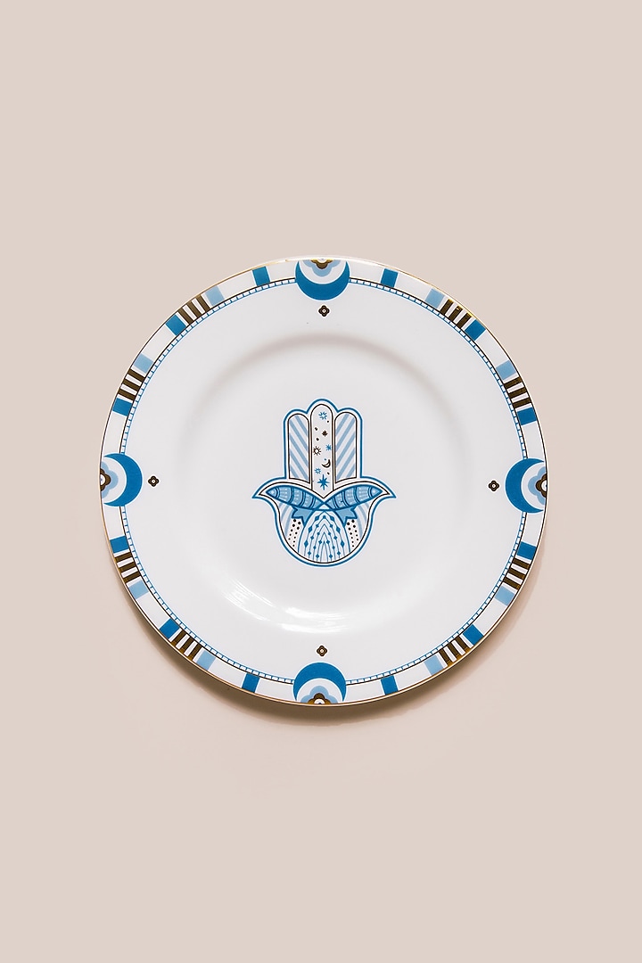 White & Blue Bone China Canape Plate by ARTISAN LAB at Pernia's Pop Up Shop