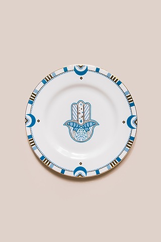 White & Blue Bone China Canape Plate by ARTISAN LAB