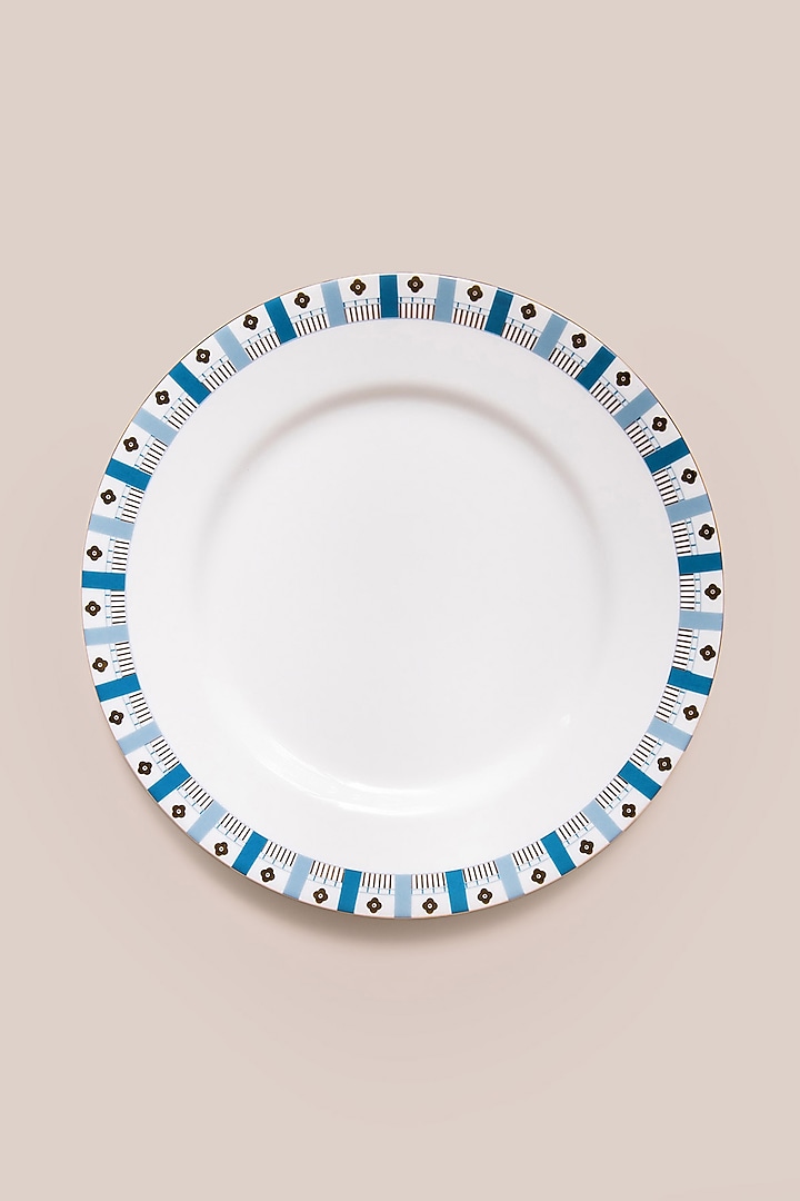 White & Blue Bone China Dinner Plate by ARTISAN LAB at Pernia's Pop Up Shop