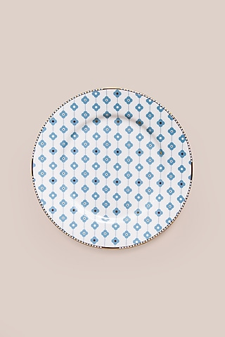 White & Blue Bone China Side Plate by ARTISAN LAB