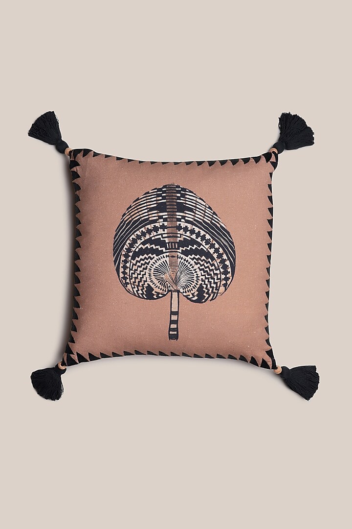 Beige Cotton Flax Shabiki Cushion Cover by ARTISAN LAB at Pernia's Pop Up Shop