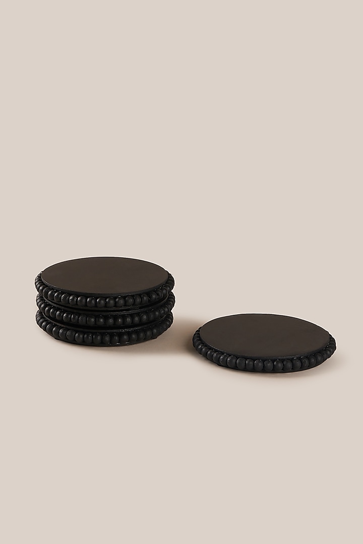 Black Mango Wood Monochrome Coaster Set by ARTISAN LAB at Pernia's Pop Up Shop