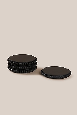Black Mango Wood Monochrome Coaster Set by ARTISAN LAB
