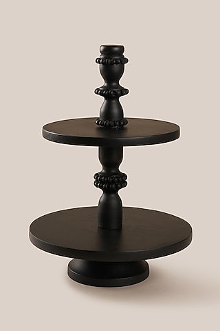 Black Mango Wood Perola Dessert Stand by ARTISAN LAB