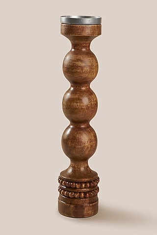 Brown Mango Wood Perola Candle Holder by ARTISAN LAB