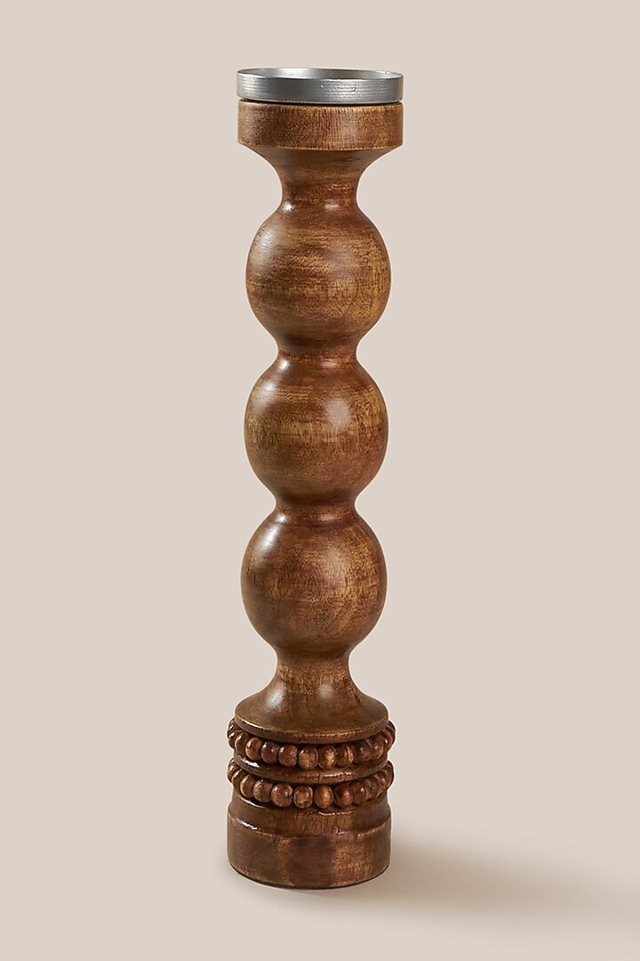 Brown Mango Wood Perola Candle Holder by ARTISAN LAB at Pernia's Pop Up Shop