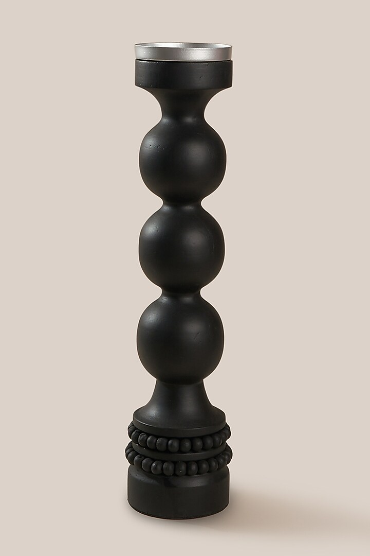 Black Mango Wood Perola Candle Holder by ARTISAN LAB at Pernia's Pop Up Shop