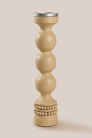 Beige Mango Wood Perola Candle Holder by ARTISAN LAB