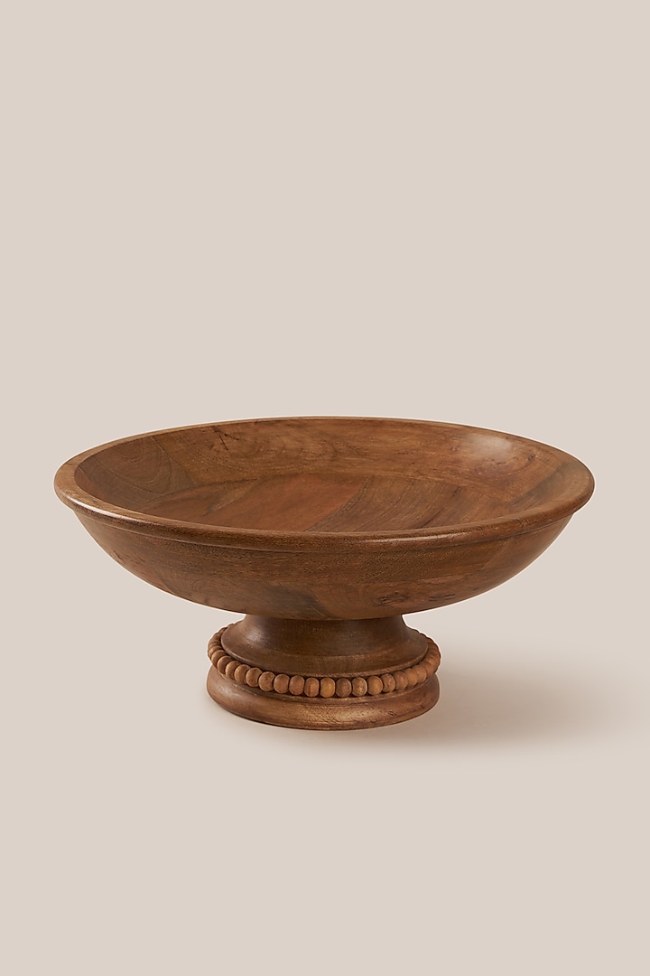 Brown Mango Wood Perola Pedestal Bowl by ARTISAN LAB