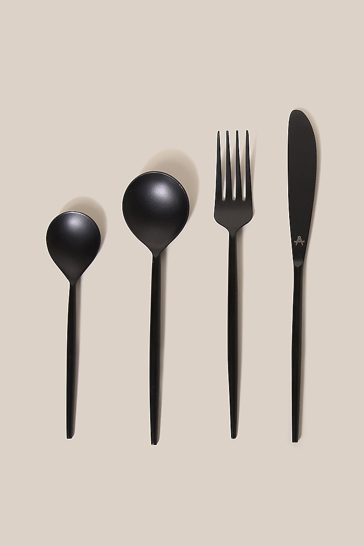 Black Stainless Steel Cutlery Set by ARTISAN LAB at Pernia's Pop Up Shop