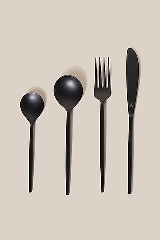 Black Stainless Steel Cutlery Set by ARTISAN LAB