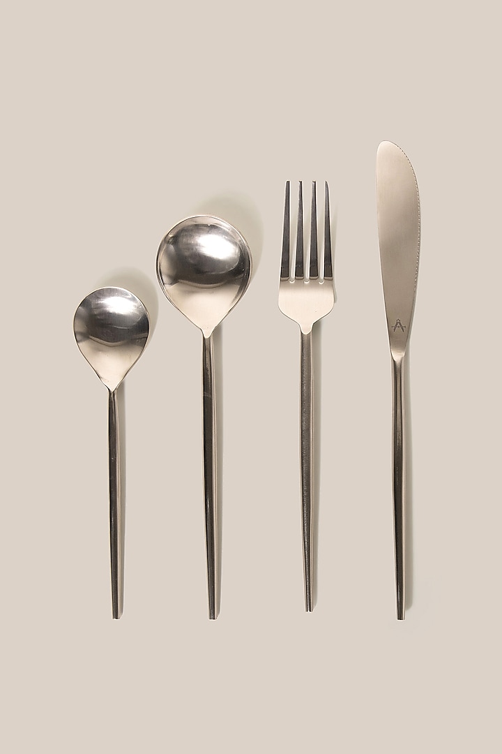Silver Stainless Steel Cutlery Set by ARTISAN LAB