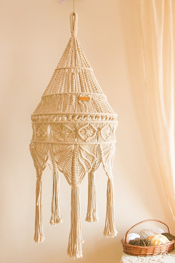Off-White Cane Chandelier by Karighar - House of Indian Craftsmanship at Pernia's Pop Up Shop