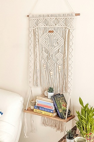 Off-White Cane Shelf by Karighar - House of Indian Craftsmanship