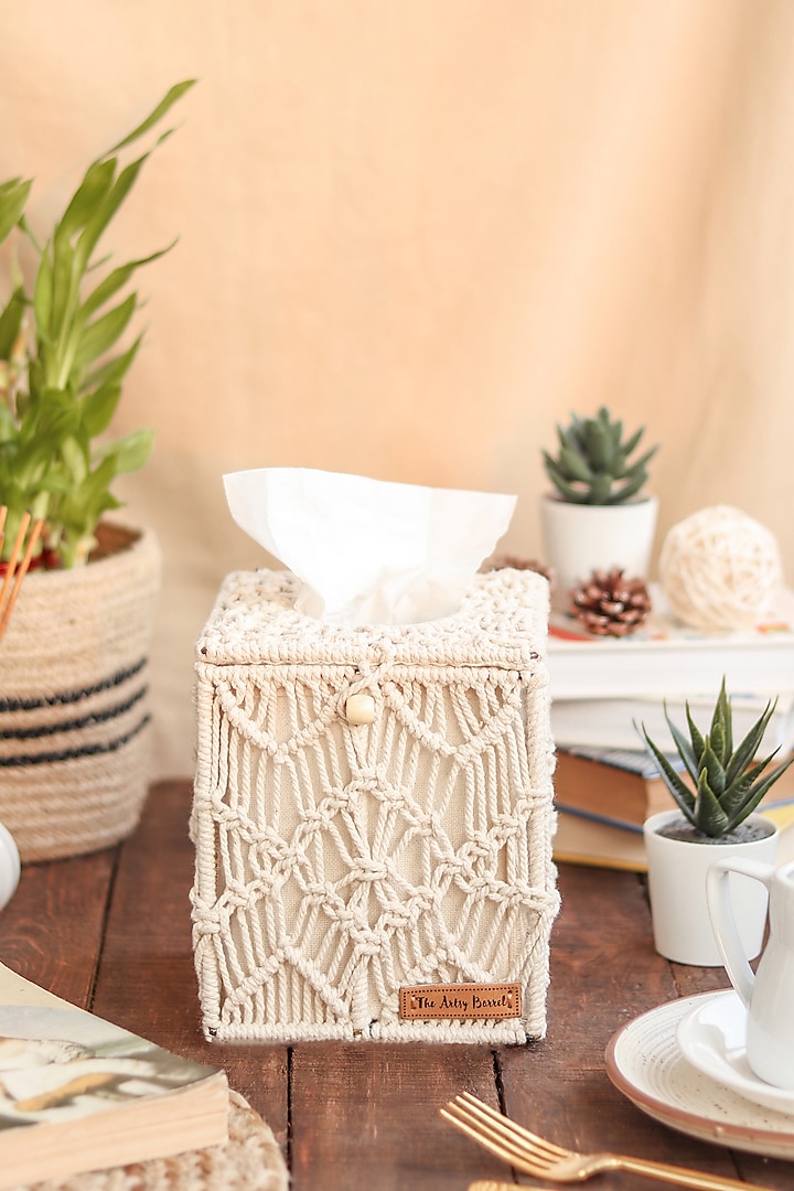 Off-White Tissue Keeper by Karighar - House of Indian Craftsmanship