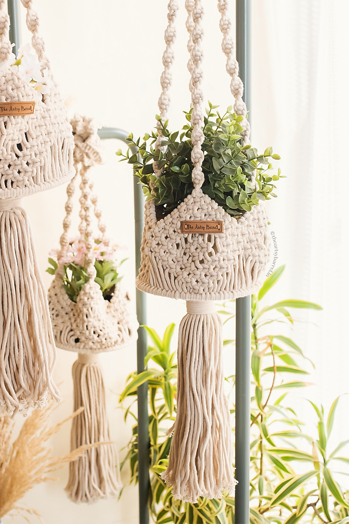 Off-White Cotton Thread Planter by Karighar - House of Indian Craftsmanship at Pernia's Pop Up Shop