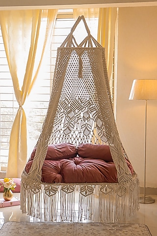 Off-White Metal & Natural Cotton Thread Zenswing by Karighar - House of Indian Craftsmanship