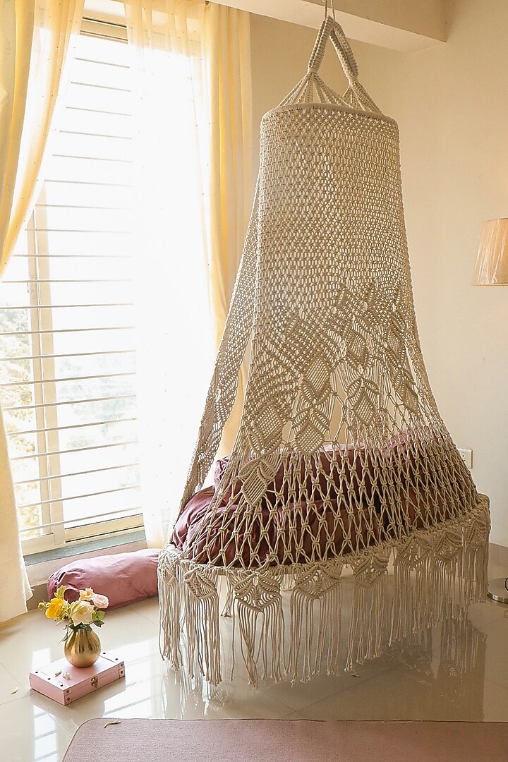 Off-White Metal & Natural Cotton Thread Zenswing by Karighar - House of Indian Craftsmanship at Pernia's Pop Up Shop