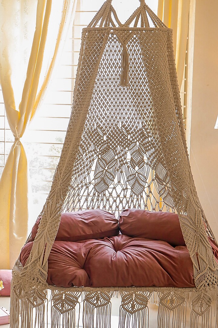 Off-White Metal & Natural Cotton Thread Zenswing by Karighar - House of Indian Craftsmanship at Pernia's Pop Up Shop