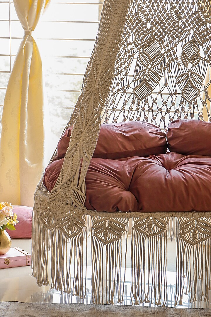 Off-White Metal & Natural Cotton Thread Zenswing by Karighar - House of Indian Craftsmanship at Pernia's Pop Up Shop