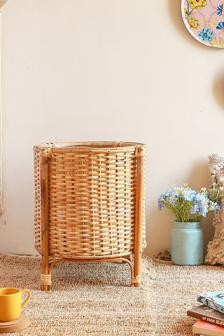 Brown Cane & Rattan Cane Planter by Karighar - House of Indian Craftsmanship at Pernia's Pop Up Shop