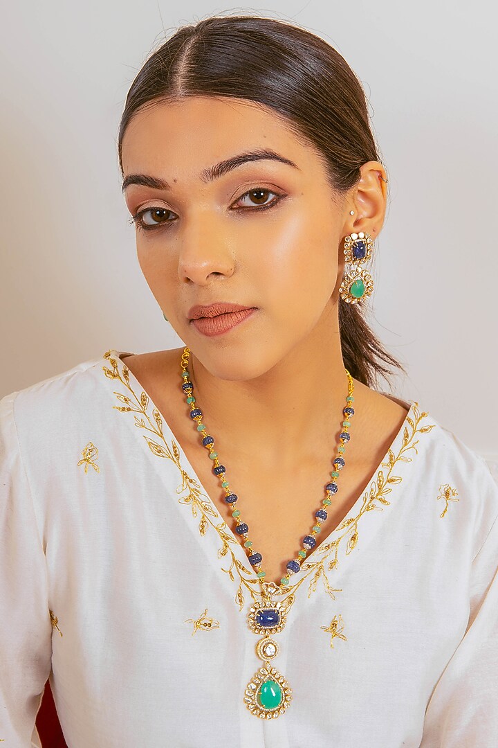 Ivory Chanderi & Organza Embroidered Kurta Set by AURUHFY at Pernia's Pop Up Shop