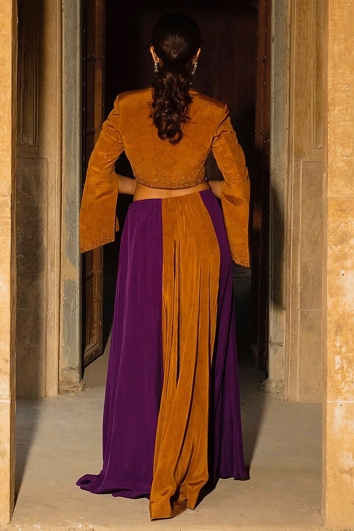 Cinnamon & Indigo Purple Crepe Asymmetric Skirt Set by Auruhfy at Pernia's Pop Up Shop