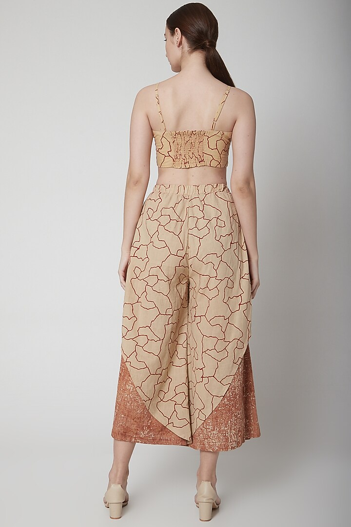 Beige Printed Crop Top by AURUHFY at Pernia's Pop Up Shop