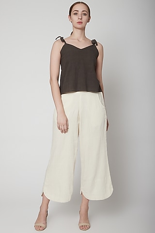 Charcoal Grey Tank Top With Tie-On Straps by AURUHFY