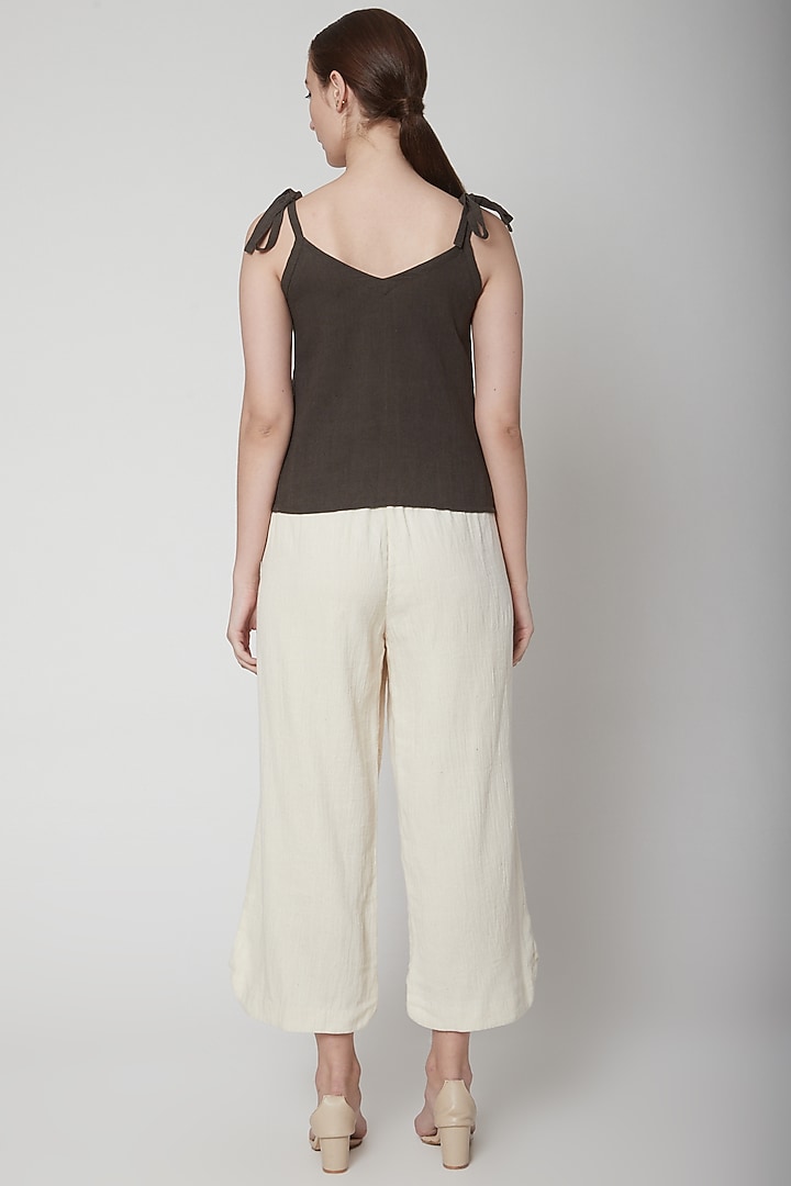 Charcoal Grey Tank Top With Tie-On Straps by AURUHFY at Pernia's Pop Up Shop