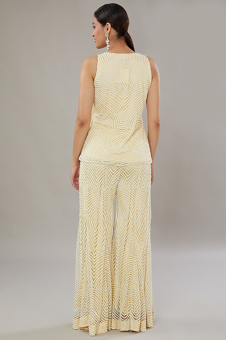 Ivory Net Embellished Wedding Sharara Set by AURUHFY at Pernia's Pop Up Shop