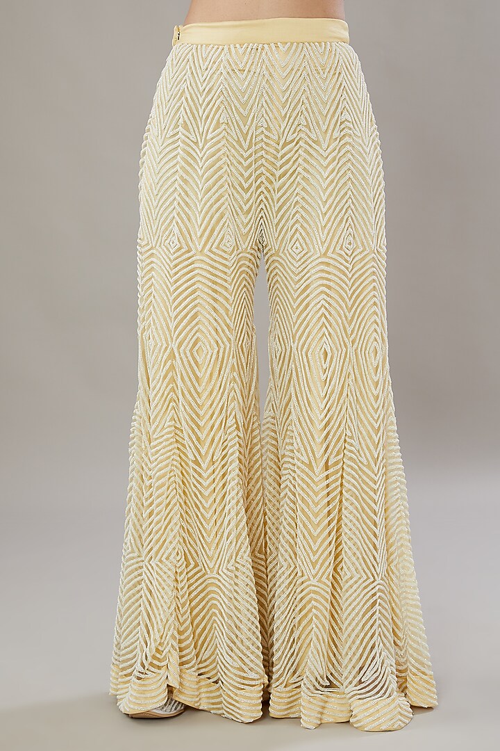 Ivory Net Embellished Wedding Sharara Set by AURUHFY at Pernia's Pop Up Shop