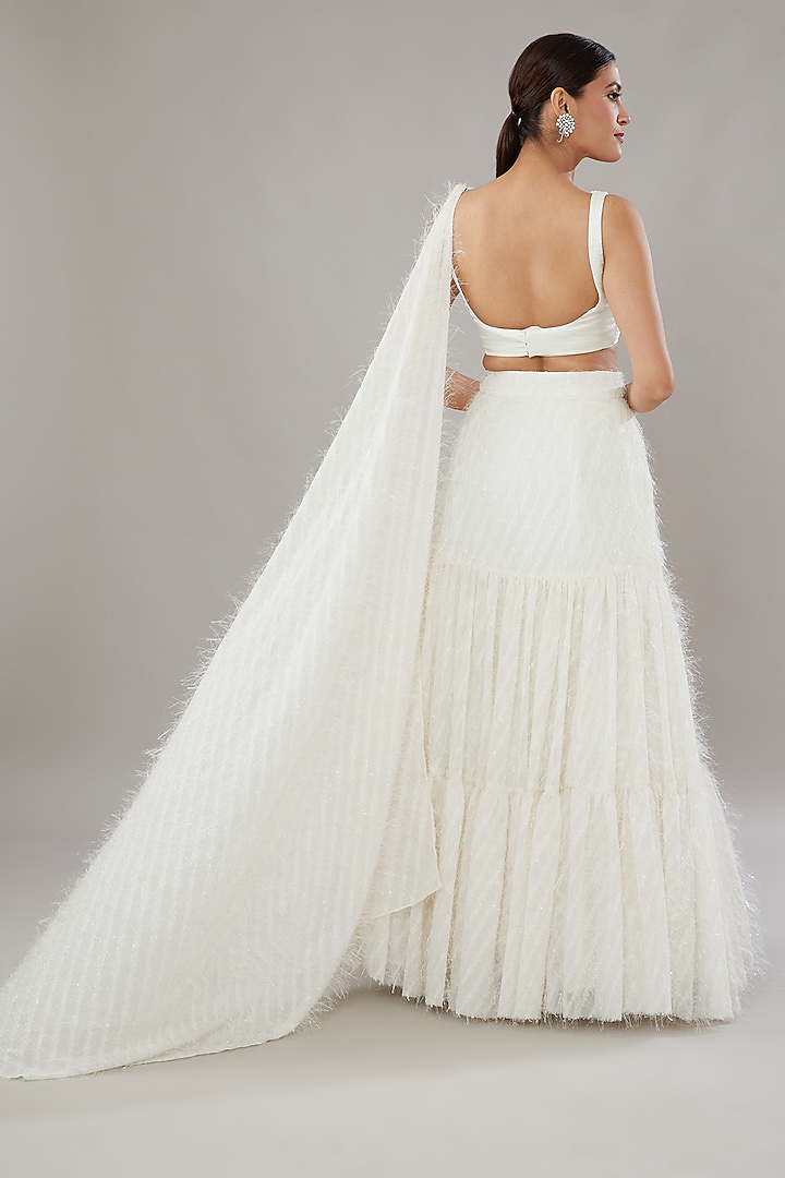 Ivory Georgette Wedding Lehenga Set by AURUHFY at Pernia's Pop Up Shop
