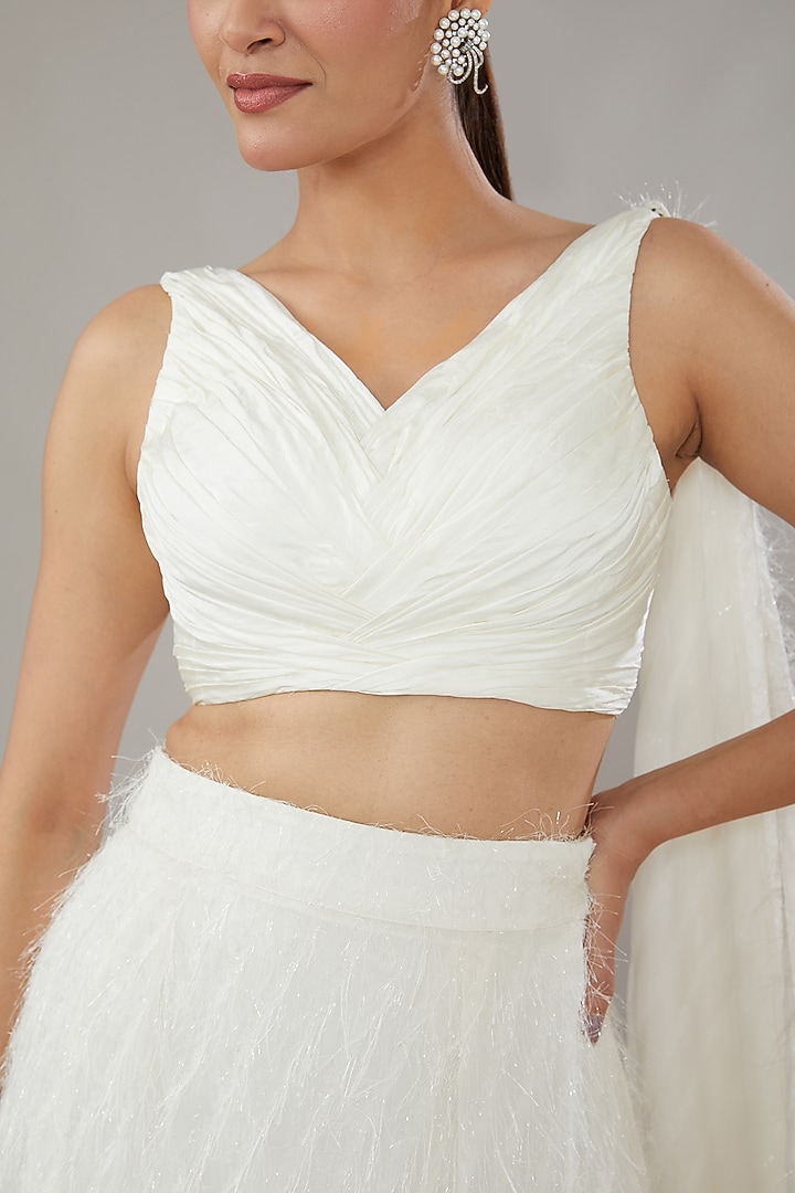 Ivory Georgette Wedding Lehenga Set by AURUHFY at Pernia's Pop Up Shop