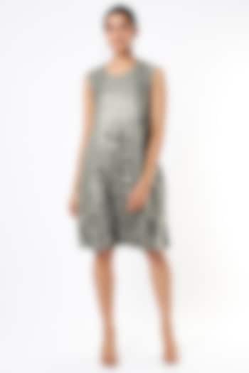 Grey Embossed Summer Dress by Pleats By Aruni at Pernia's Pop Up Shop