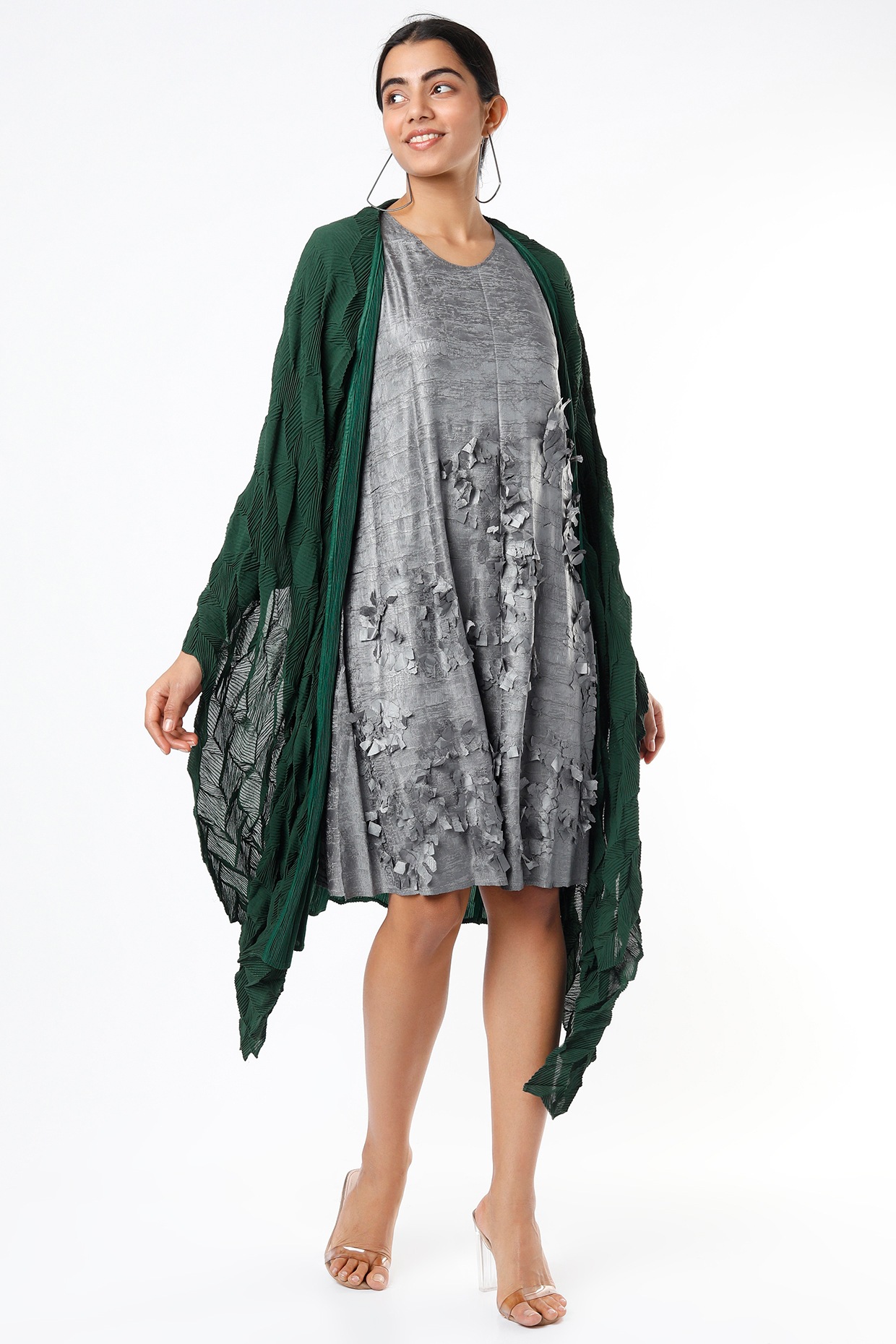 Emerald Green Crushed Jacket by Pleats By Aruni at Pernia's Pop Up Shop ...