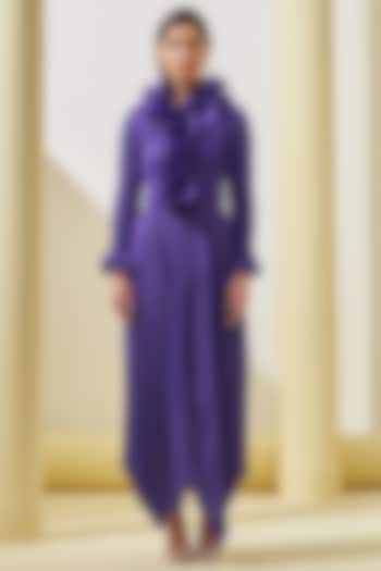 Purple Pleated Polyester Asymmetrical Dress by Pleats By Aruni at Pernia's Pop Up Shop