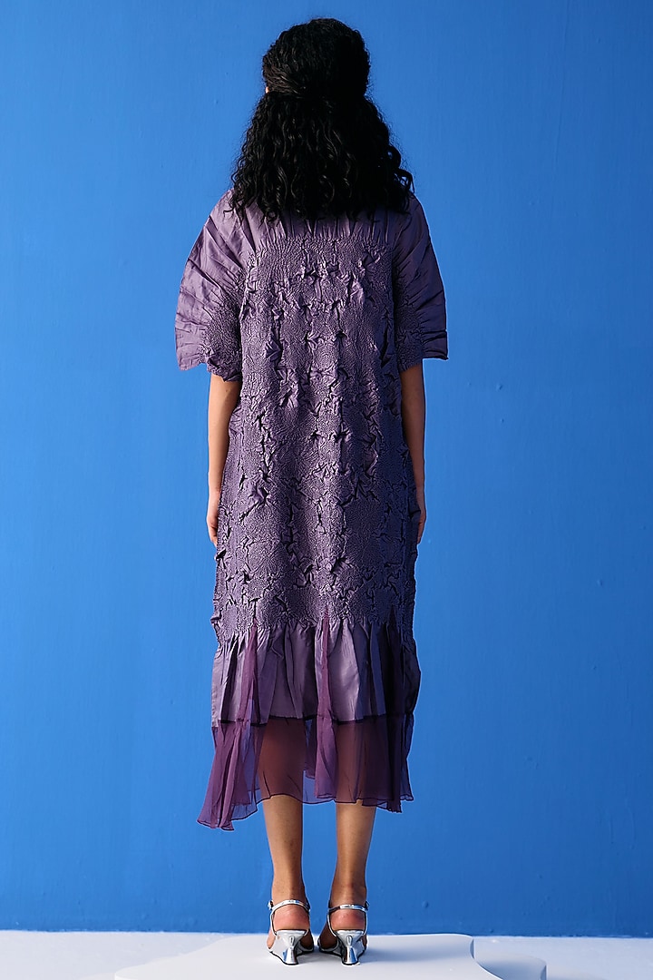 Purple Crinkled Polyester Summer Dress by Pleats By Aruni at Pernia's Pop Up Shop