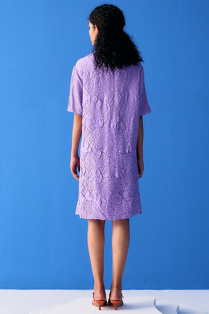 Lilac Textured Polyester Summer Dress by Pleats By Aruni at Pernia's Pop Up Shop